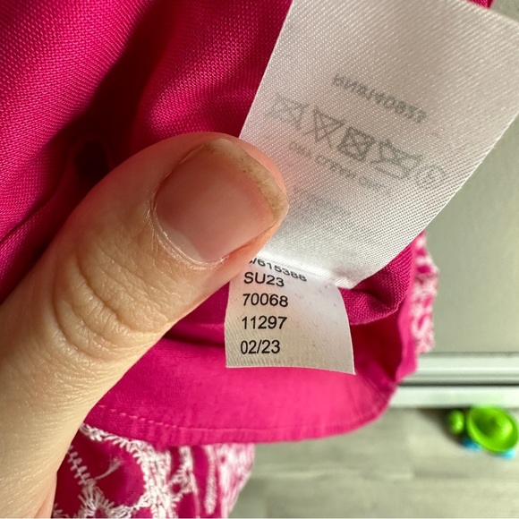 Loft Pink Eyelet Lace Cotton Tie Waist Midi Dress 8P - Picture 10 of 13